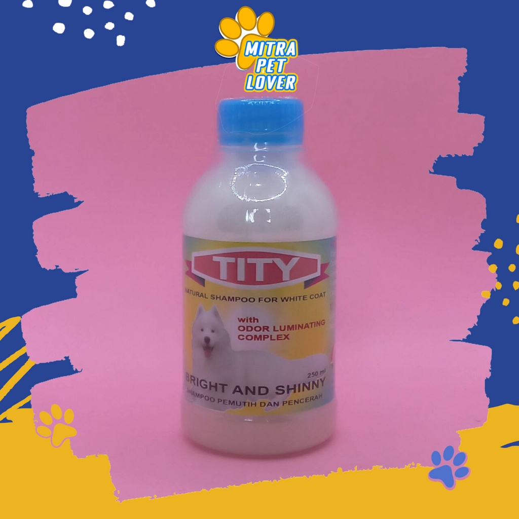 SHAMPO ANJING BERBULU PUTIH - TITY SHAMPOO DOG 250 ML ORIGINAL UNTUK ANJING BERBULU PUTIH HALUS BERSIH LEMBUT WANGI BERKEMILAU MENGHALUSKAN MELEMBUTKAN DOGGY PUPPIES PUPPY VETERINARY TAMASINDO OBAT DAN VITAMIN HEWAN BINATANG PELIHARAAN MITRAPETLOVER