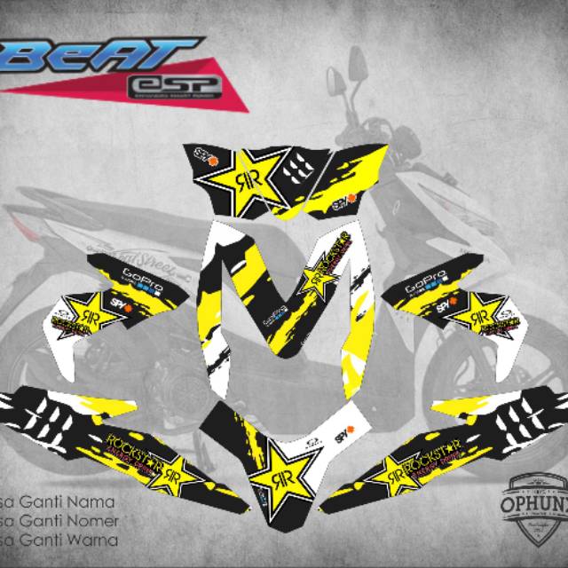 Stiker decal beat street dan esp rockstar yellow