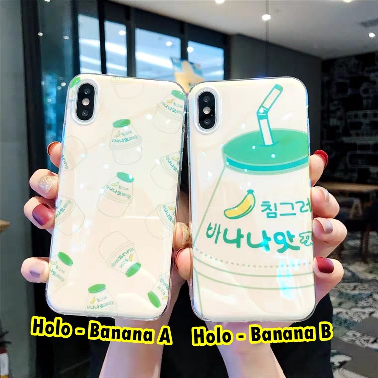 Hologram Soft Case Banana Milk Oppo A3s A5s A7 A1k Realme