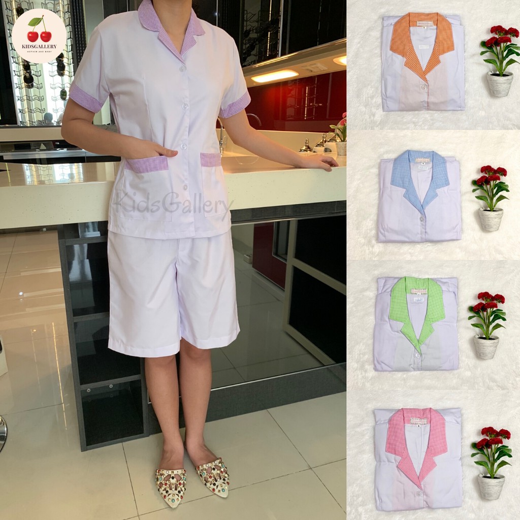 [Sandrina]Baju seragam suster kulot/ Baju baby sitter/ Baju nanny (Motif bunga)