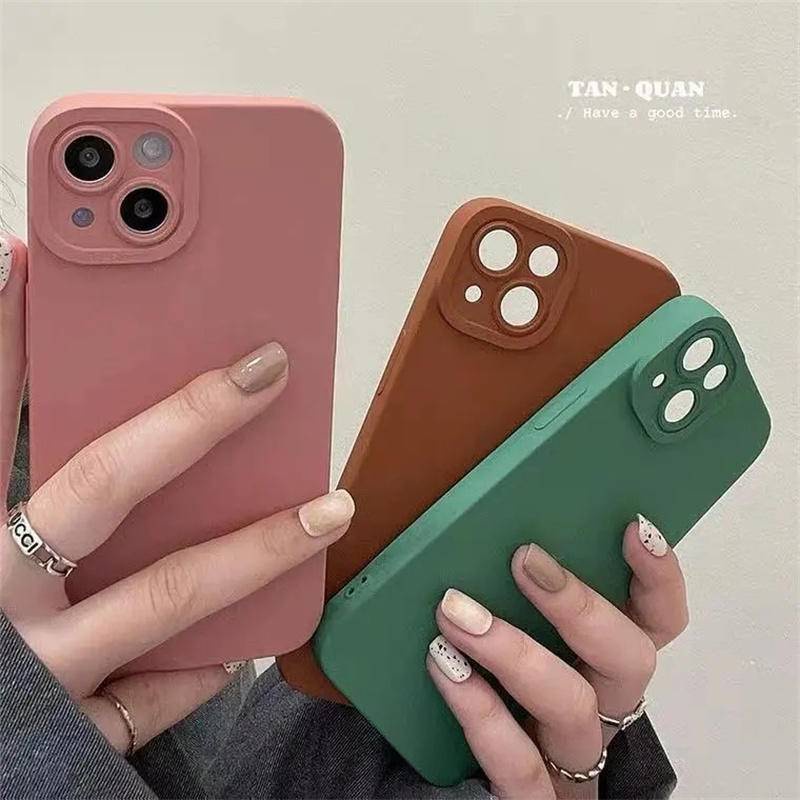 Case Bahan Silikon Warna Biru Polos Untuk iPhone 13 12 11 Pro Max