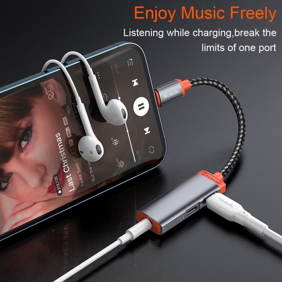 Converter Jack Audio Mcdodo Lightning 3 in 1 Dual Lightning+Jack 3.5mm