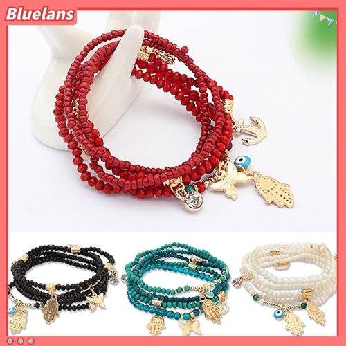 Gelang Multilayer Desain Hamsa Fatima Hand Butterfly Anchor Eye Untuk Wanita