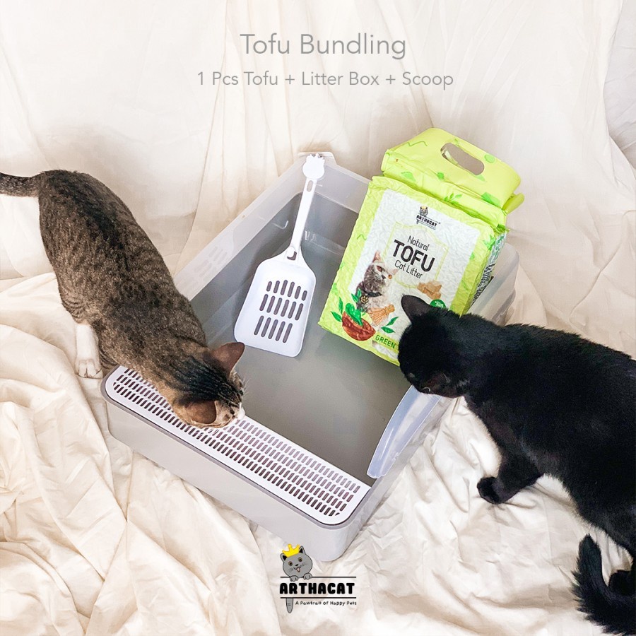 BUNDLING - LITTER BOX + LITTER SCOOP + PASIR KUCING - ARTHACAT