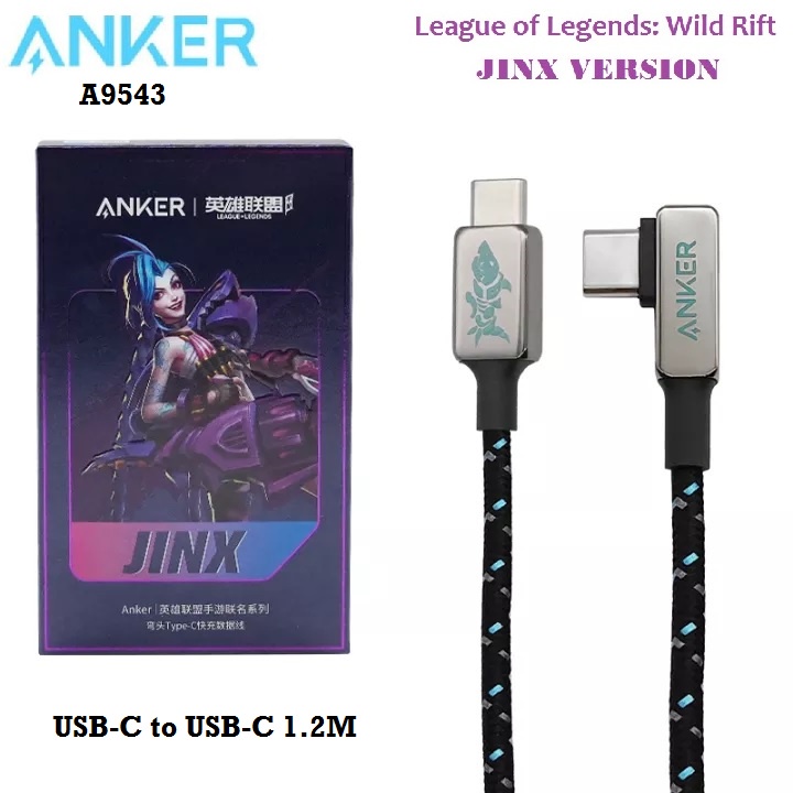 ANKER A9543 - USB-C to USB-C Cable 1.2m - League of Legends Edition: JINX - Kabel Charger USB-C ke USB-C Edisi Spesial