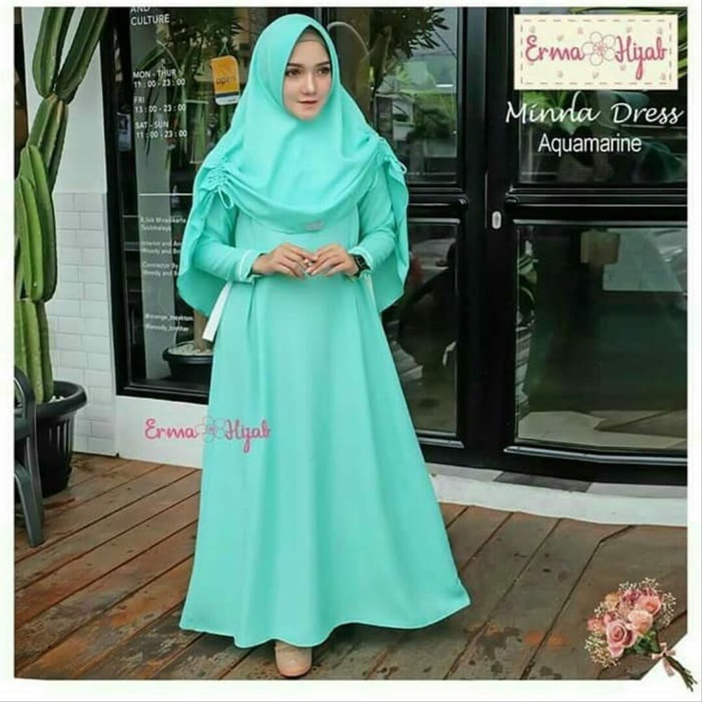 MINNA SYARI Wolfis (Free Hijab / Khimar) Gamis Muslim Baju Panjang Stelan Syari Polos