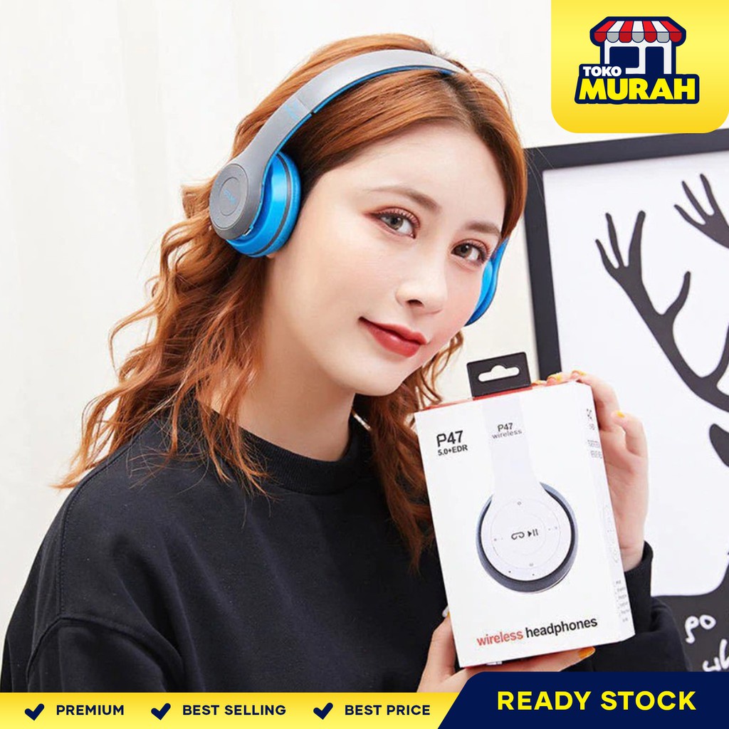 P47 Headphone Wireless Bluetooth Headset Bass Handsfree Earphone Earpods Audio Music Gaming