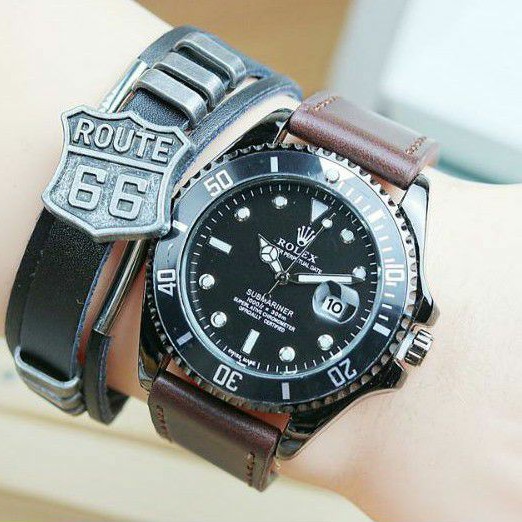 Jam Tangan Pria Rolex Submariner Tali Kulit - Jam Tangan Rolex Submariner - Rolex Free Tali Kulit 01