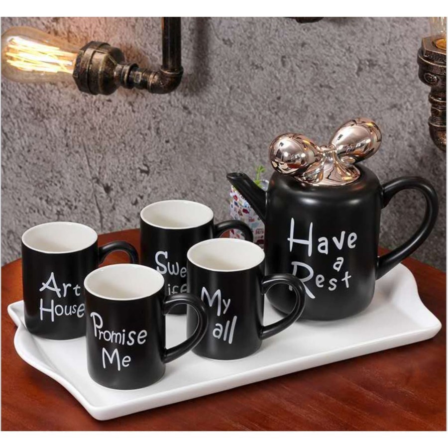 Ceramic Pastel Tea Pot Set / Peralatan Minum Teh Keramik Teko Cangkir / Berkualitas