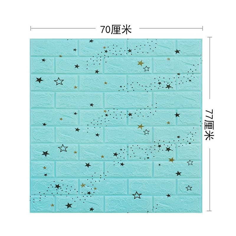Wallpaper Dinding 3D Foam Batu Bata WallSticker Bintang WallSticker Kayu 70cm x 77cm.