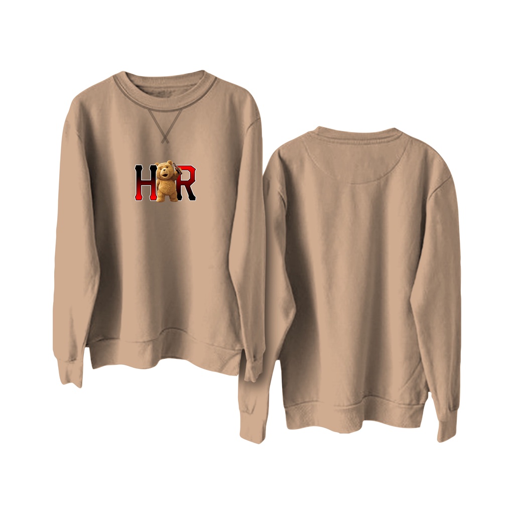 Holyrider Sweter Basic HR Beruang Cheers || Crewneck sweatshirt sablon DTF  size M - XXL ( Pria &amp; Wanita )