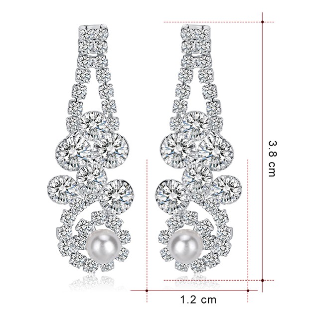 LRC Anting Tusuk White K Alloy Studded Geometric Earrings F