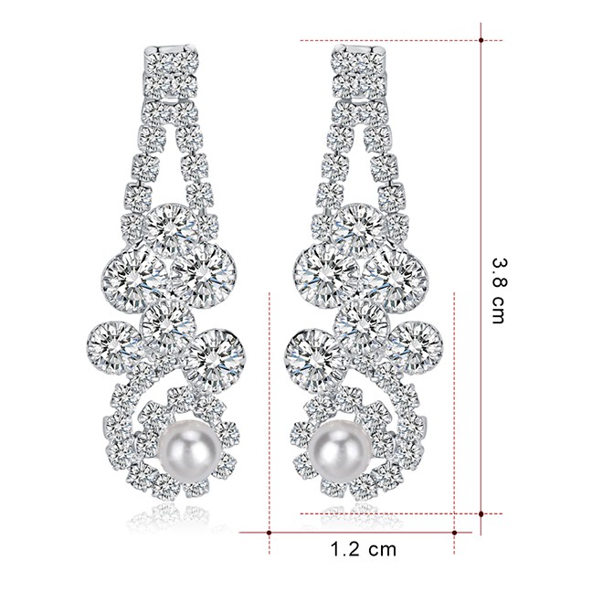 LRC Anting Tusuk White K Alloy Studded Geometric Earrings F