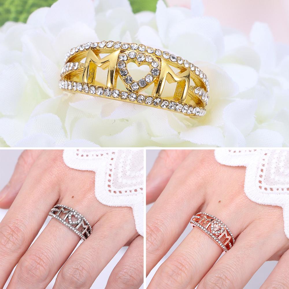 R-flower Mom Ring Princess Mewah Perhiasan Anniversary Hari Ibu Zirkon Menawan