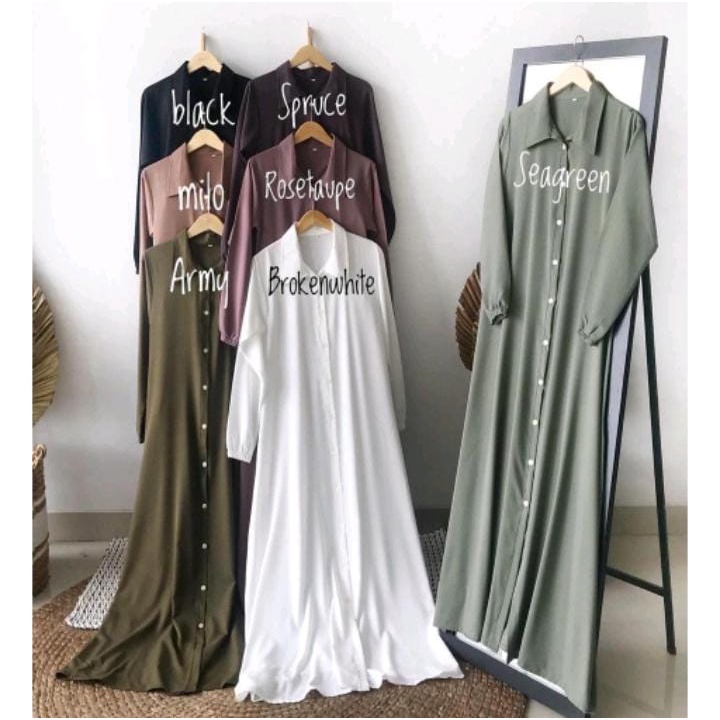 DRESS MUSLIM FULL KANCING HIDUP KATUN PREMIUM BUSUI//GAMIS KANCING TERBARU//ATASAN WANITA MUSLIM