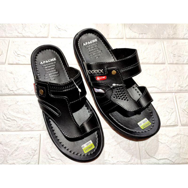 sandal kulit slop jempol sandal casual pria