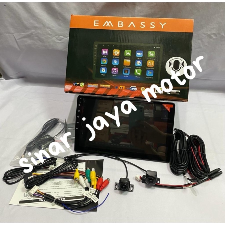 Paket Embassy Doubledin Android 10'' Inch + Camera DVR depan belakang