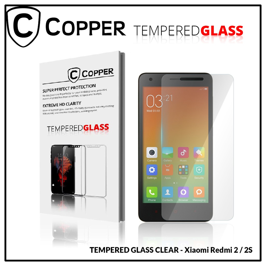 Xiaomi Redmi 2S - COPPER TEMPERED GLASS FULL CLEAR