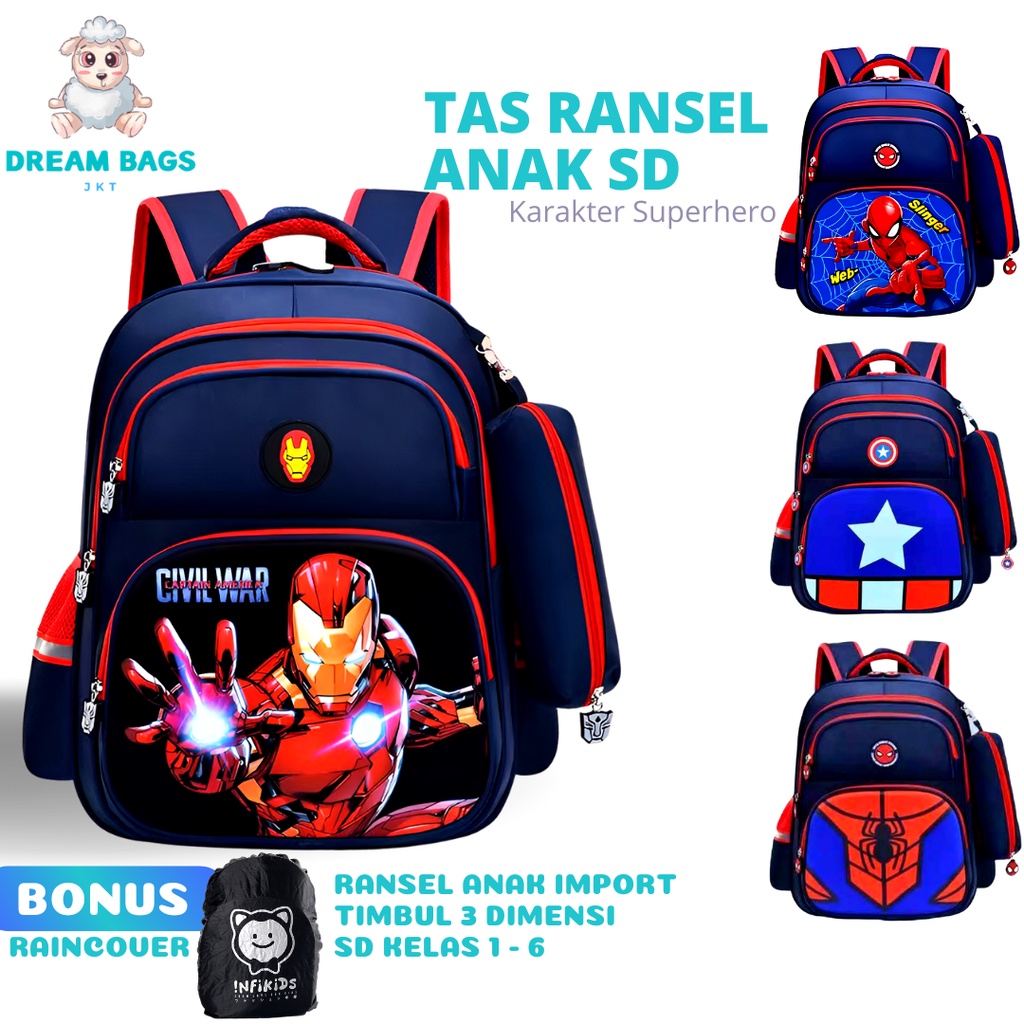 Tas Sekolah Anak Laki Laki SD Dream Bags - Ransel Anak Sekolah Import - Tas Ransel Anak Laki Laki