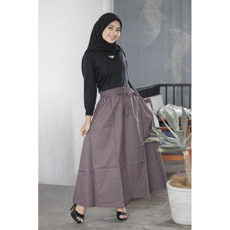 Rok Panjang Polos Mayung Bahan Katun Cigaret Tebal 03