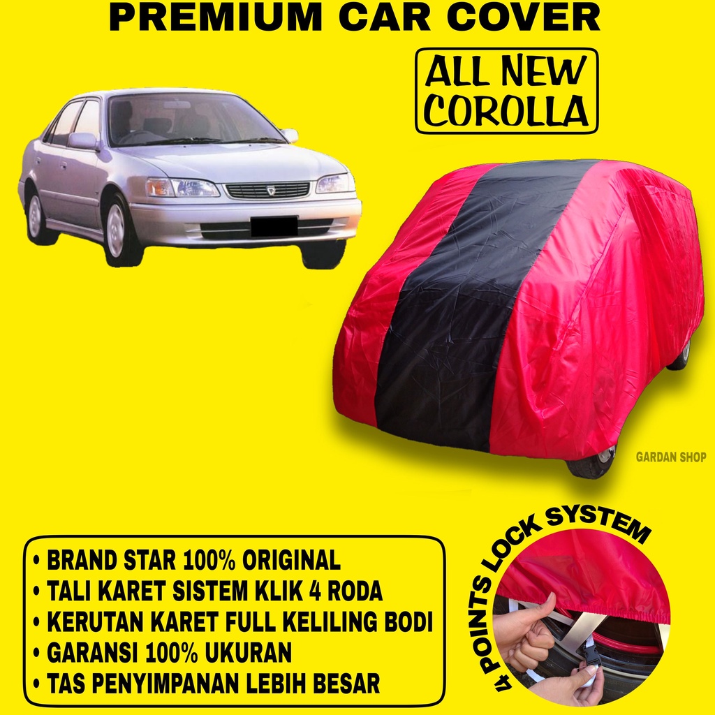 Body Cover ALL NEW COROLLA MERAH HITAM Penutup Bodi Mobil All New Corolla Waterproof PREMIUM