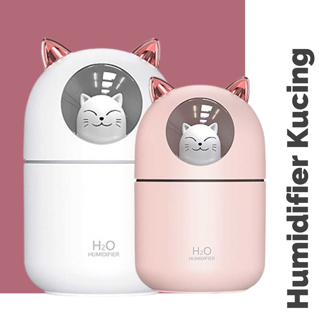 Humidifier 300ml Pelembab Udara Diffuser Bentuk Kucing Gemoy Unik Lucu Cute Cat