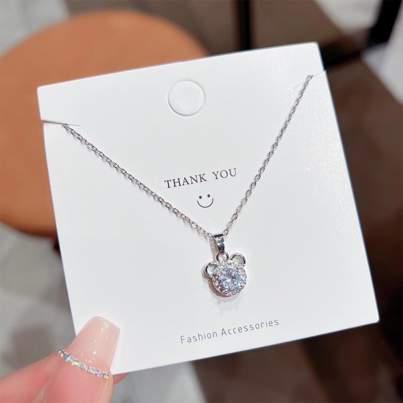 XiaoboACC Kalung Liontin Beruang Bahan Titanium Steel Ukuran Untuk Wanita - 38CM + 6CM