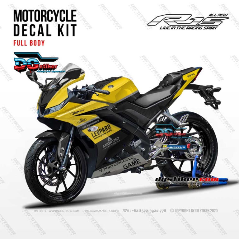Decal R15 V3 Kuning Leopard DG Stiker