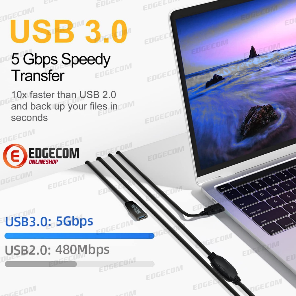 NETLINE Kabel USB 3.0 Extension Aktif / Extender Active 10 Meter With USB Power