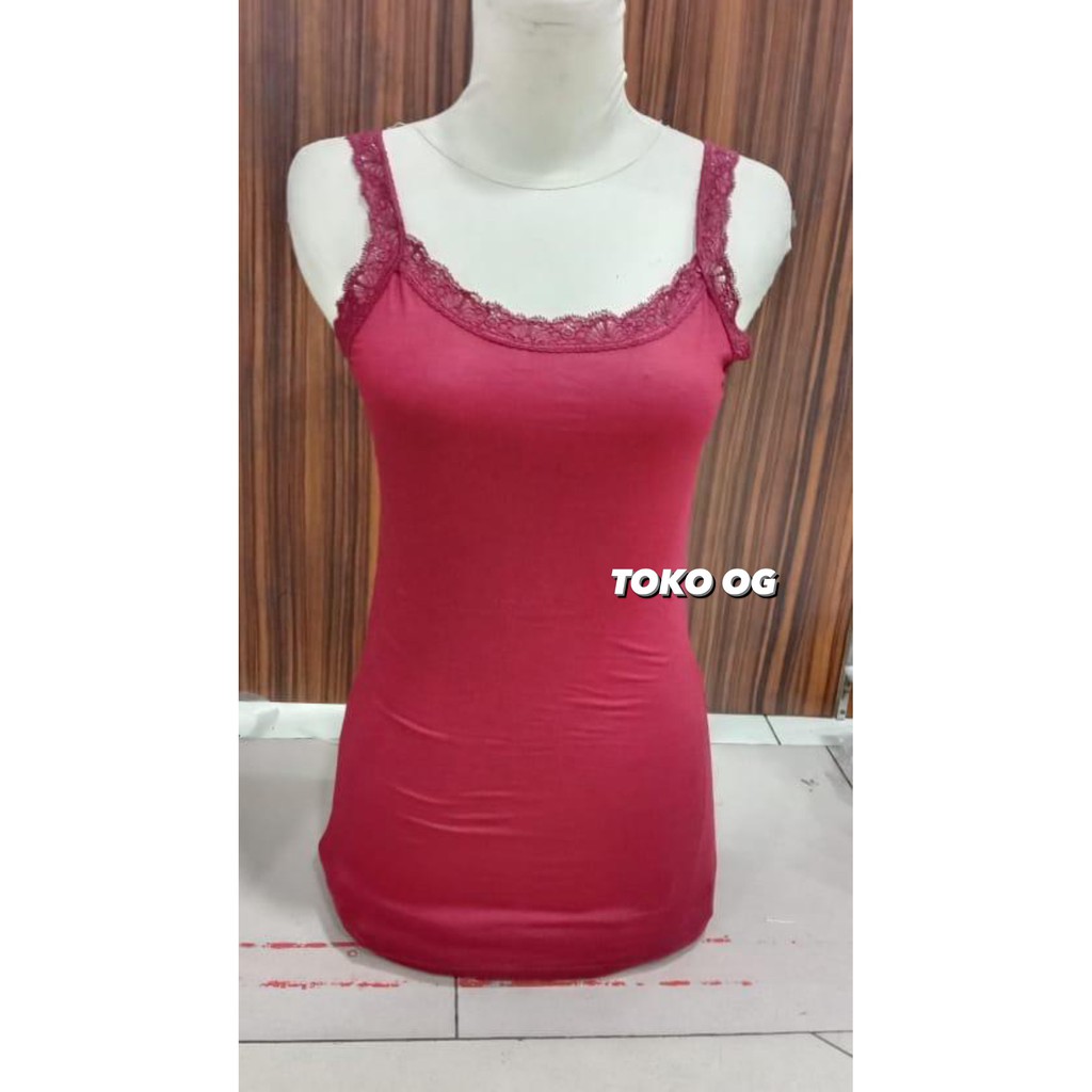 TANKTOP WANITA RENDA FULL RAYON SPANDEX TANK TOP KAMISOL GUBALI FREESIZE DEWASA