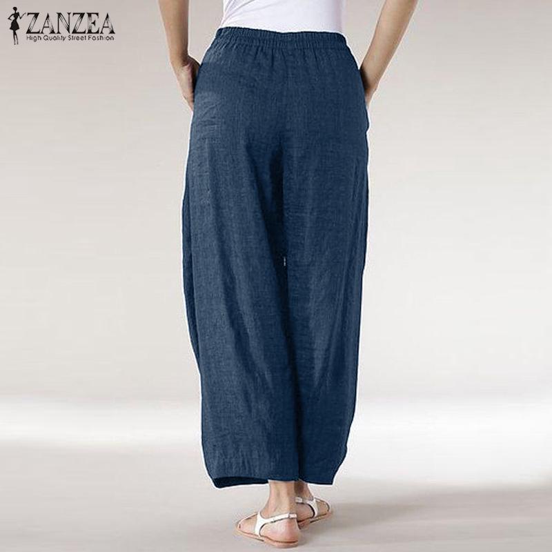 ZANZEA Celana  Kulot  Vintage High  Waist  Elastis Ada Ukuran 