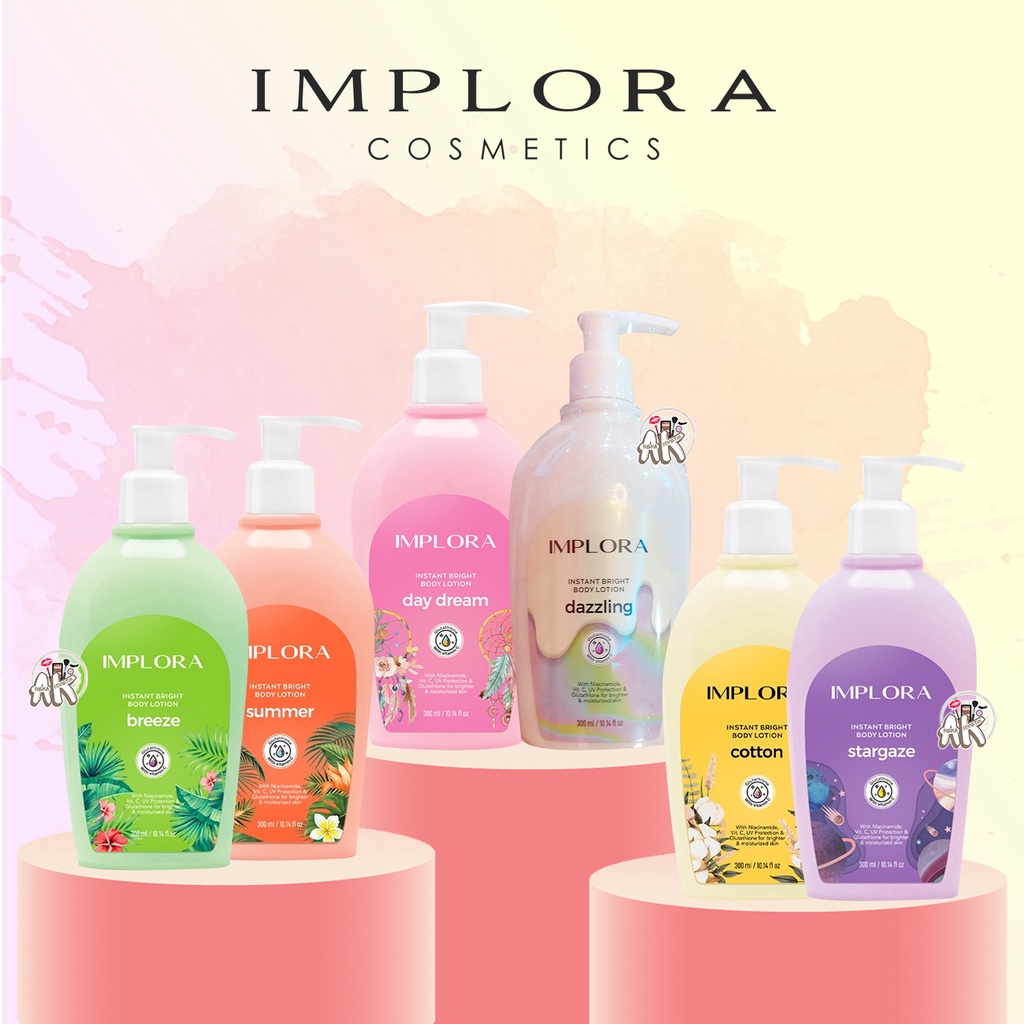 IMPLORA INSTANT BRIGHTENING BODY LOTION SERIES (BREEZE / STARGAZE / BREEZE / COTTON / DAY CREAM / DAZZLING)