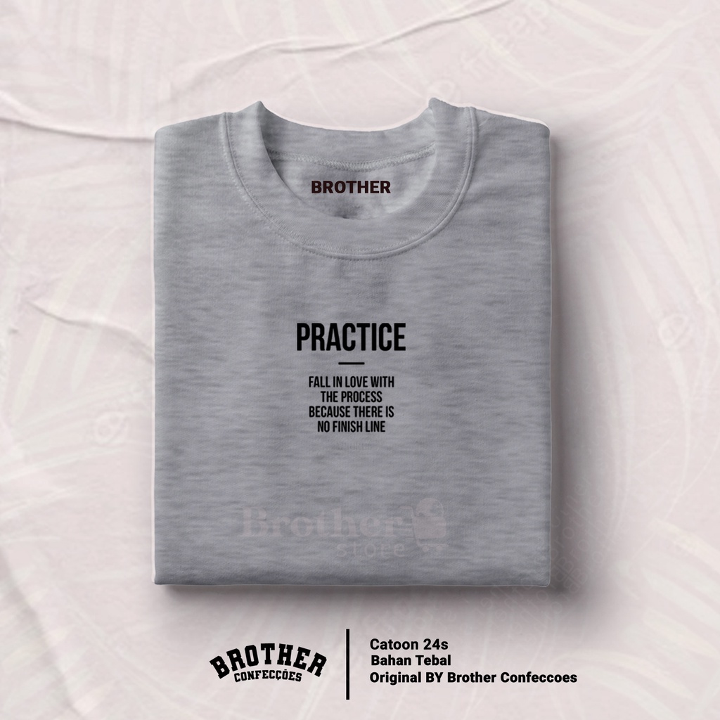 Brother Store Kaos Distro Pria - Cewek Cowok - PRACTICE Text Putih Hitam