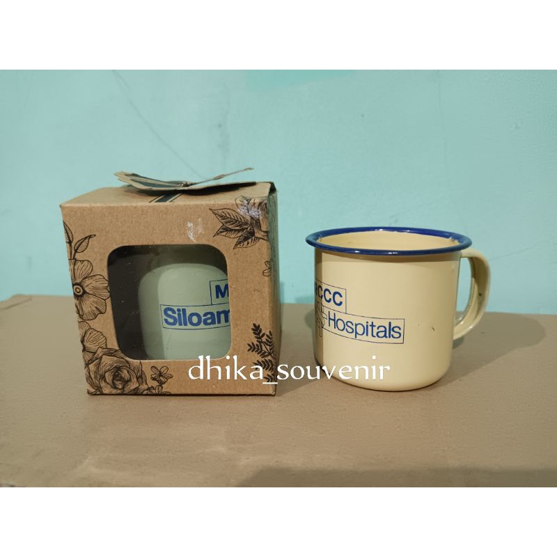 Souvenir Pernikahan Gelas Enamel 6 cm Kemas Box