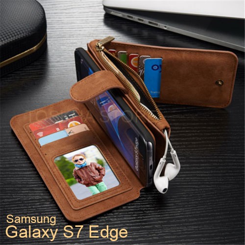 Wallet Case Caseme Premium S7 Edge With 13 Slot Card dan Zipper slot