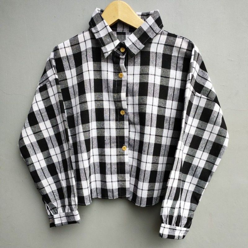 CROP TOP FLANEL / KEMEJA FLANEL WANITA / KEMEJA CROP / KEMEJA WANITA TERBARU-Al 35