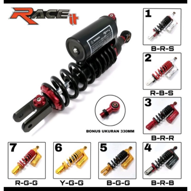 Shockbreaker RACEIT Sport 310mm - 330mm VARIO OLD/NEW MIO/BEAT/SCOOPY dan motor lainnya