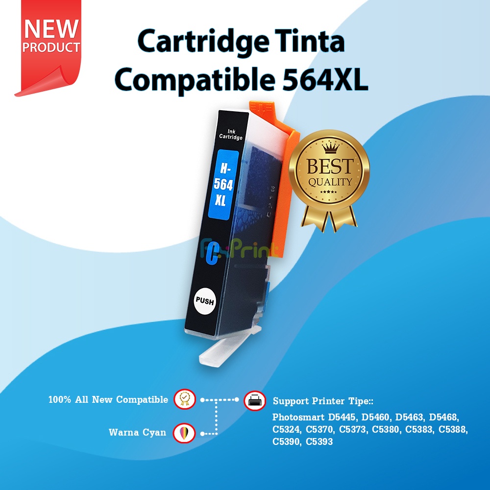 Cartridge Tinta Compatible 564XL Black With Chip, Refill Ink H-564XLB 564 Printer XP Photosmart D5445 D5460 C5324 D7560 Premium C309 C310 Station C510a Plus B209a Officejet 4610 Photosmart D5445 D5460 D5463 D5468 C5324 C5370 C5373 C5380 C5383 D5400 D7560