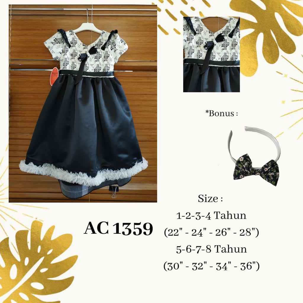 Angelina Dress Anak Premium Navy A  5 - 8 tahun 1359