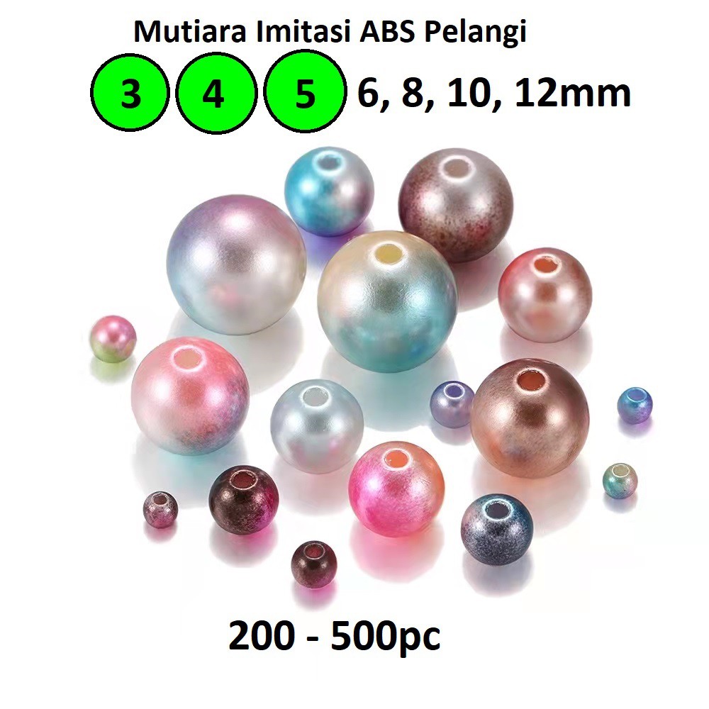 Manik-Manik Mutiara Imitasi Bahan Plastik Abs Warna Pelangi Uk 3-5mm Harga/200-500Pc