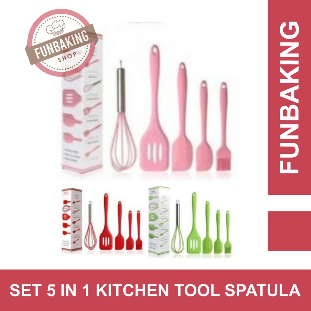 FunBaking - Set 5 in 1 SPATULA SILIKON BAKING 5 Pcs UTENSIL SET