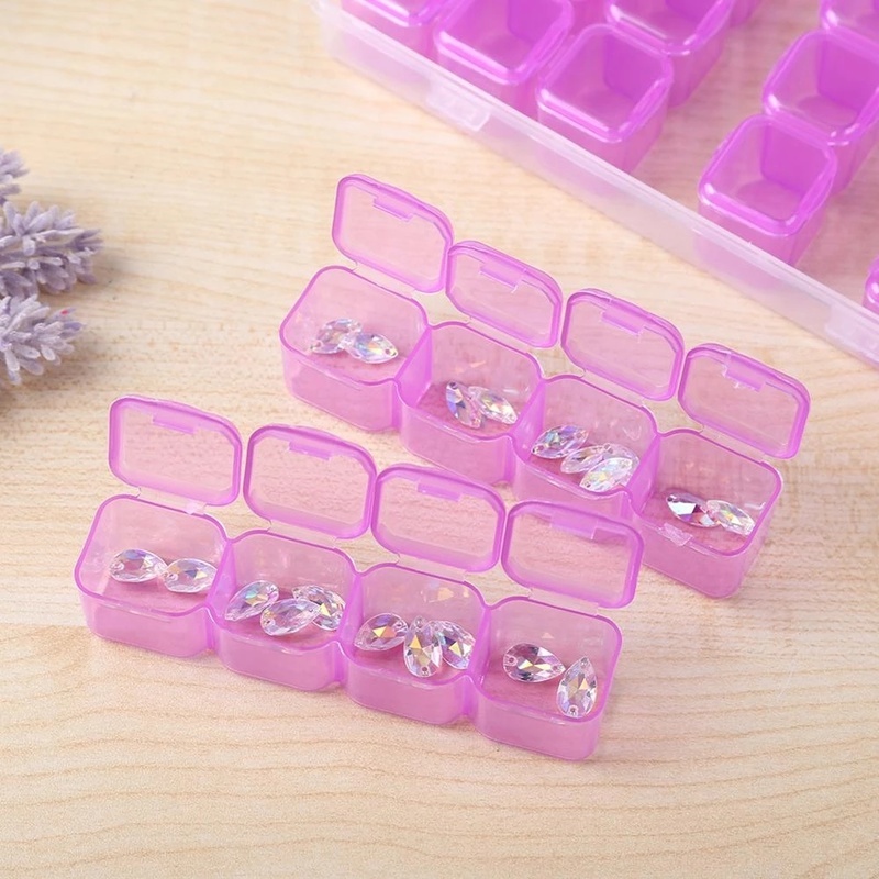 1 Pc Kotak Penyimpanan Berlian 28 Grids Bahan Plastik Bening Tahan Air Warna-Warni Untuk Aksesoris Nail Art