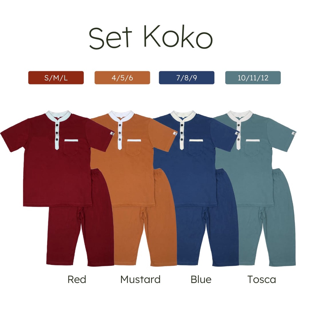 Bonbinzoo Youseff Muslim Koko Set Setelan Baju Muslim Koko Anak Laki-Laki 1-12 Tahun