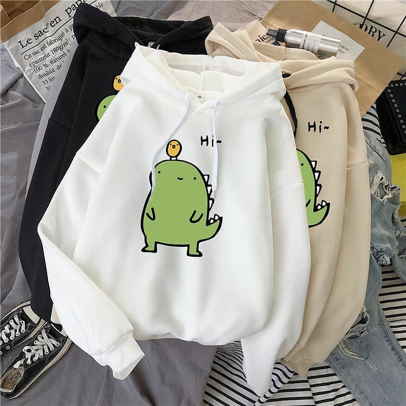 Cute Moster hoodie Sweater Wanita Kekinian Style Korea I Sweter Huodie Tebal Bahan Fleece