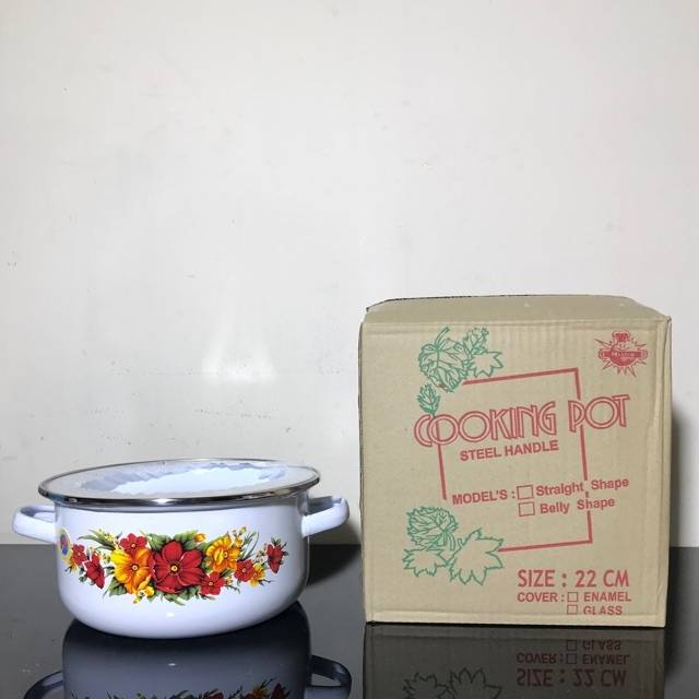 PANCI MASAK ENAMEL + TUTUP 22CM