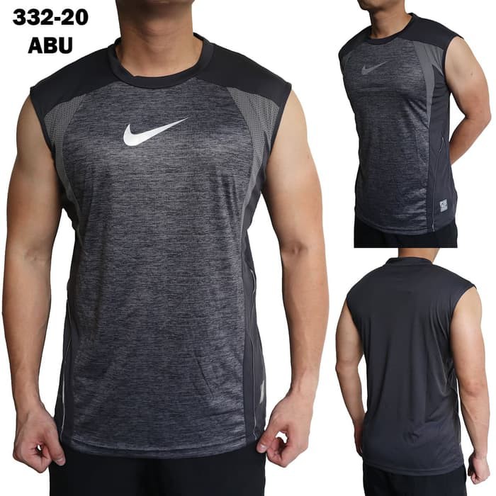  SINGLET BAJU  OLAHRAGA PRIA COWOK GYM NK 332 20 ABU 