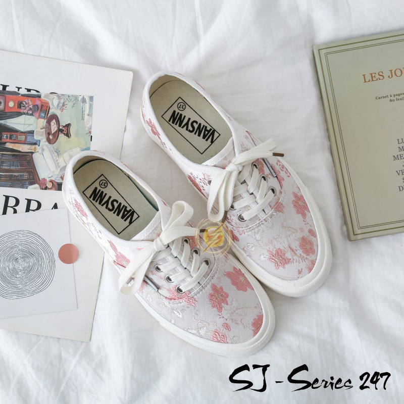 [Mon.A] Sepatu Sneakers Wanita Floral Rose Kualitas Import Premium - 247