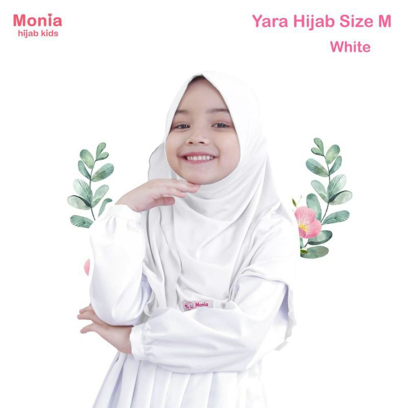 Yara Hijab by  Monia Hijab Kids White size MLXL | jilbab anak sekolah terlaris