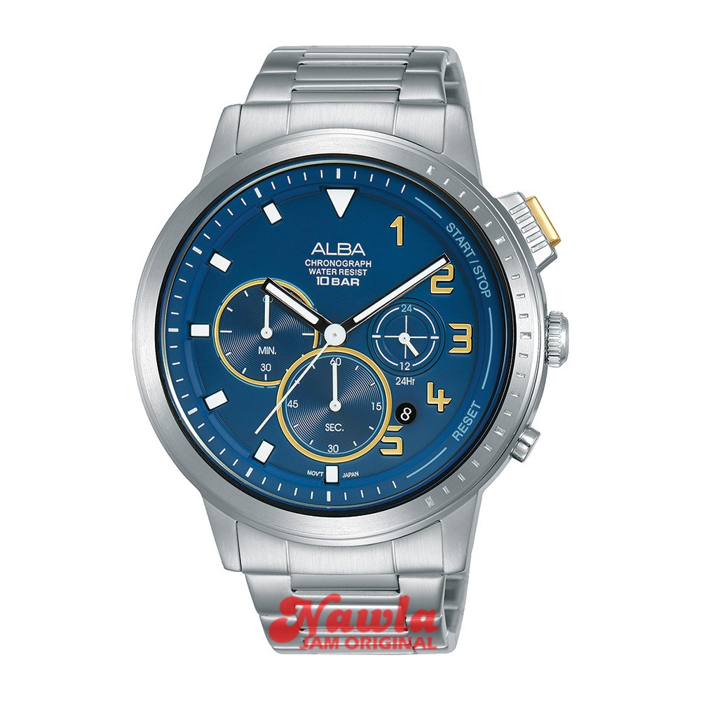 Alba Quartz AT3F33X1 Chronograph Blue Dial - Jam Tangan Pria AT3F33