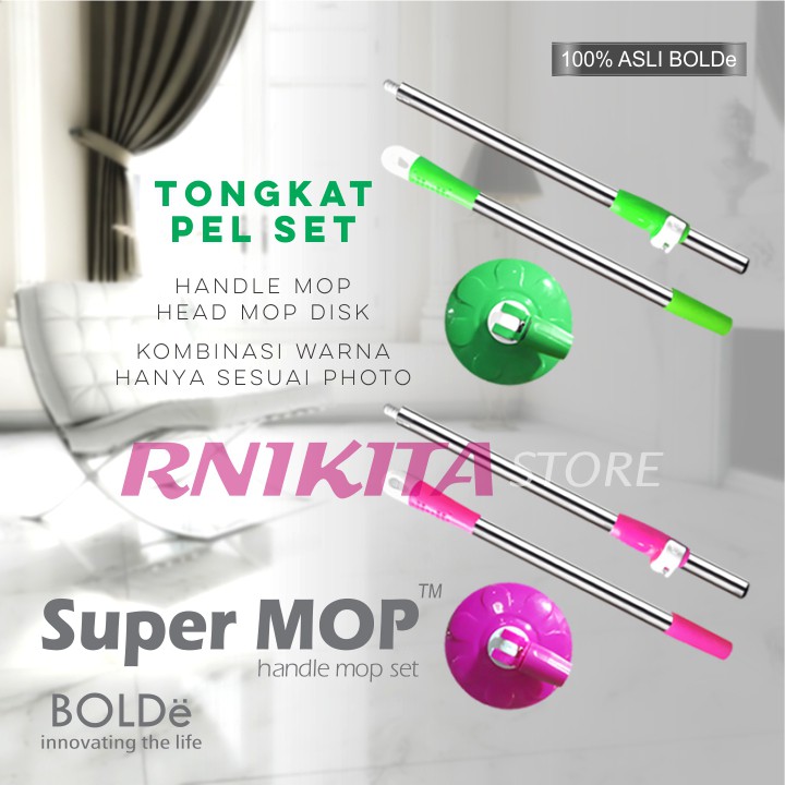 BOLDe TONGKAT PEL + HEADMOP - Supermop Alat Pel Tongkat Kepala Besar